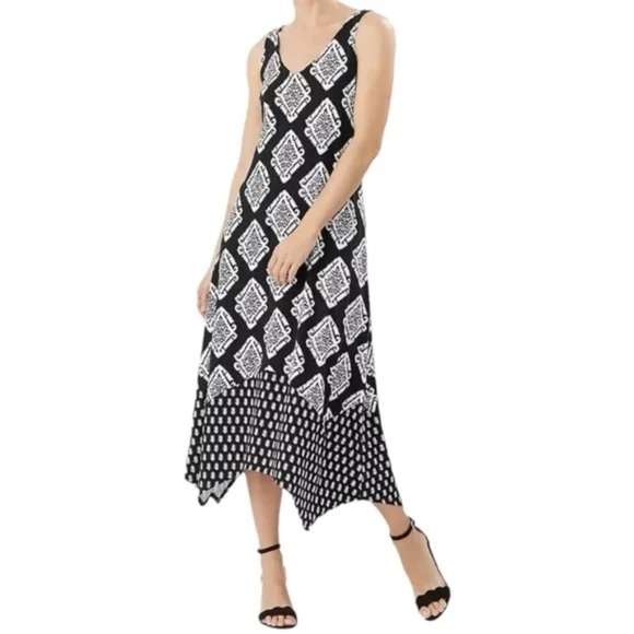 Tommy Bahama Women's Taj Tiles Asymmetrical Hem Sleeveless Maxi Dress  EUC - Picture 1 of 6